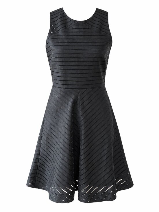 Banana Republic Sheer Stripe Fit & Flare Dress Black Size 2 Petite Cocktail Work Banana Republic Sheer Stripe Fit & Flare Dress Black Size 2 Petite Cocktail Work